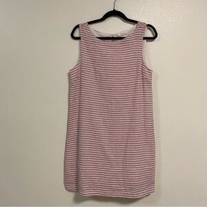 Beach Lunch Lounge Dress Womens Size Medium Pink White Stripe Linen Cotton Blend